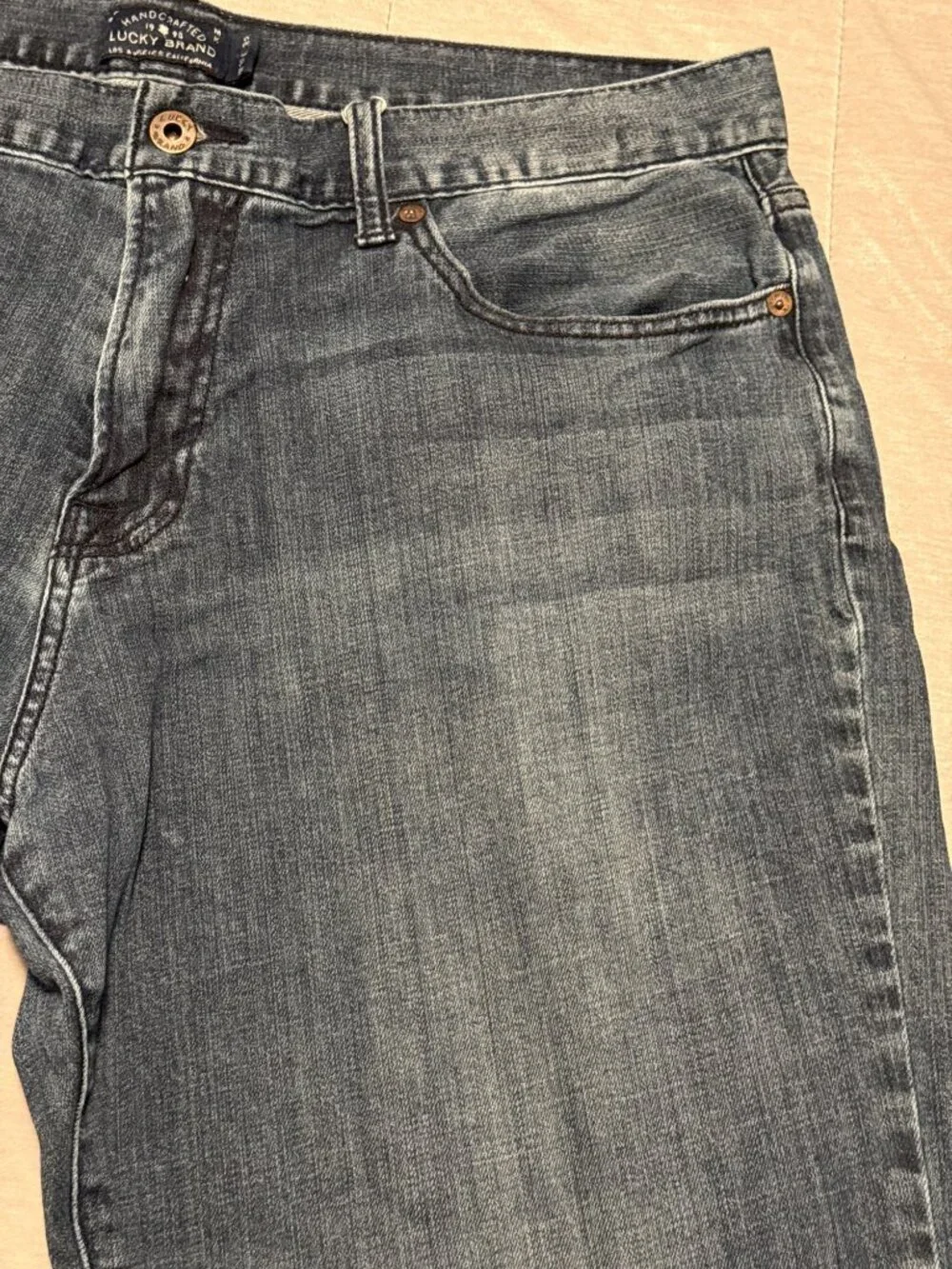 Lucky Brand 221 Original Straight Leg Denim Jeans Mens W38 L32 Dark Wash Zip Fly